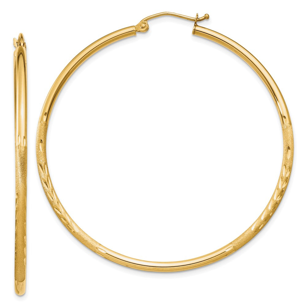 14k Yellow Gold 2 mm Round Tube Hoop Earrings (2.63 grams)