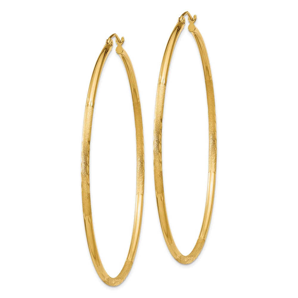 14k Yellow Gold 2 mm Round Tube Hoop Earrings (3.03 grams)