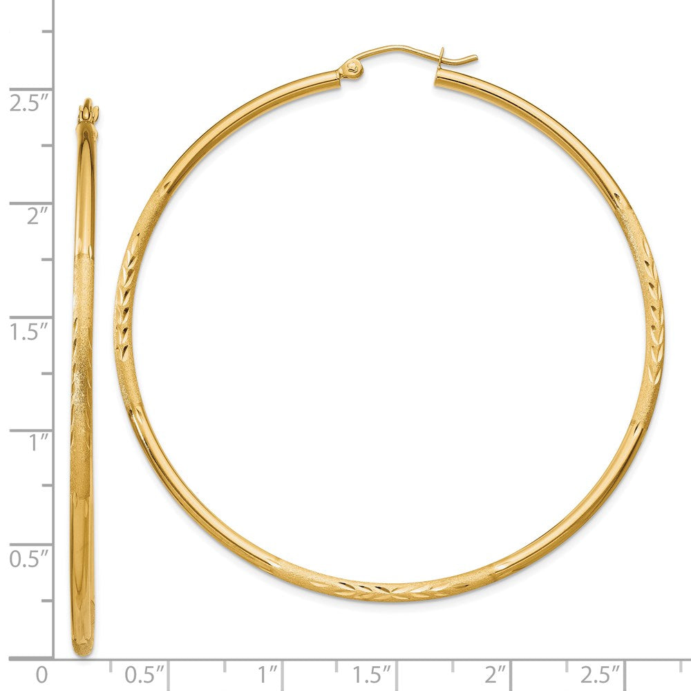 14k Yellow Gold 2 mm Round Tube Hoop Earrings (3.03 grams)
