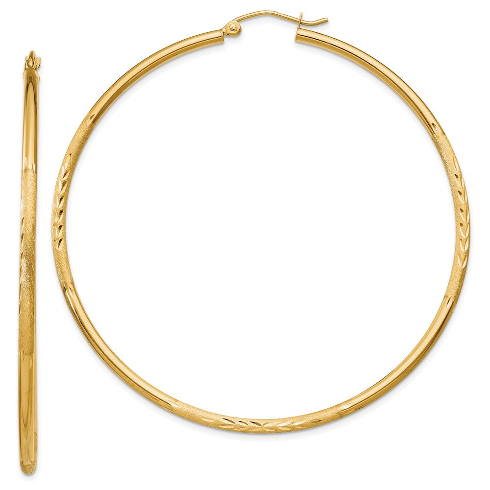 14k Yellow Gold 2 mm Round Tube Hoop Earrings (3.03 grams)