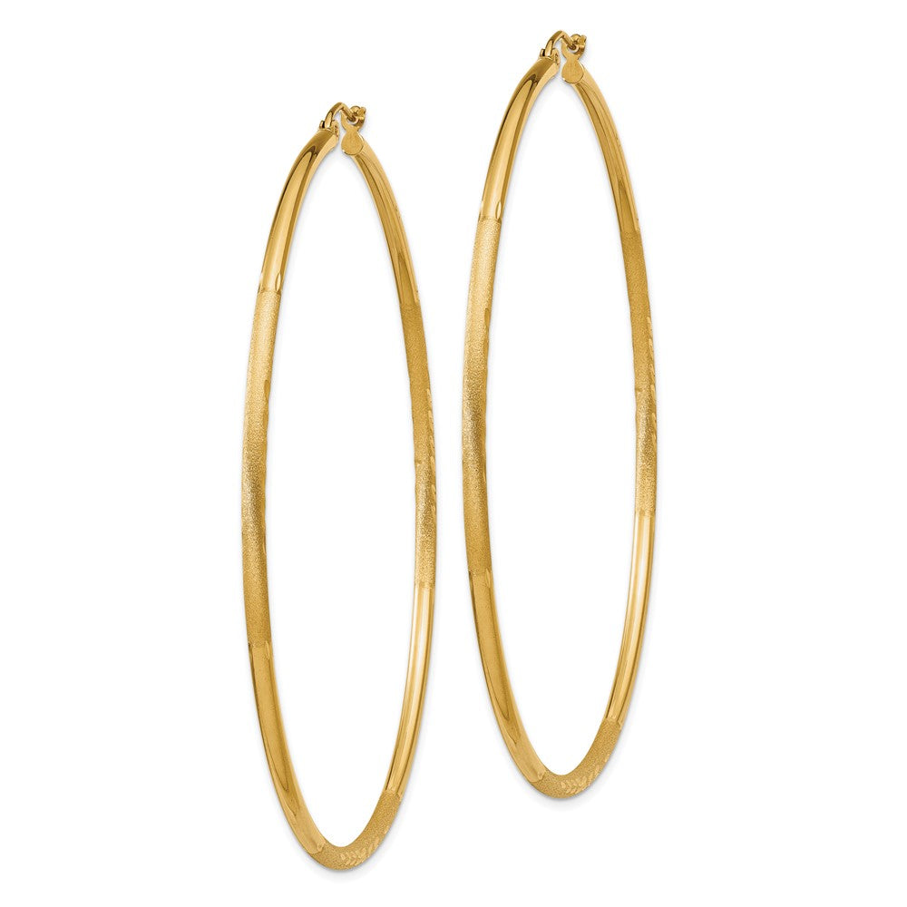 14k Yellow Gold 2 mm Round Tube Hoop Earrings (3.55 grams)