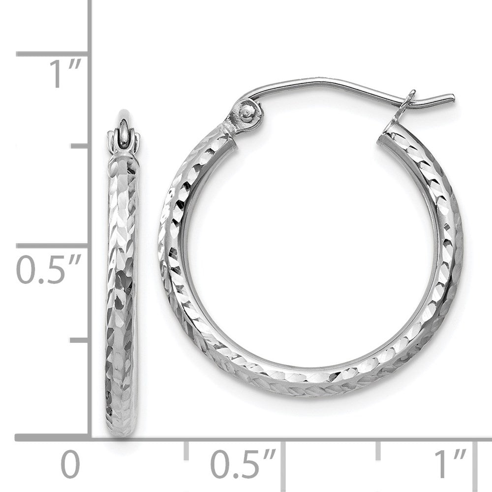 14k White Gold 2 mm Round Tube Hoop Earrings (1.03 grams)