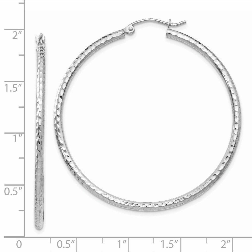 14k White Gold 2 mm Round Tube Hoop Earrings (2.11 grams)