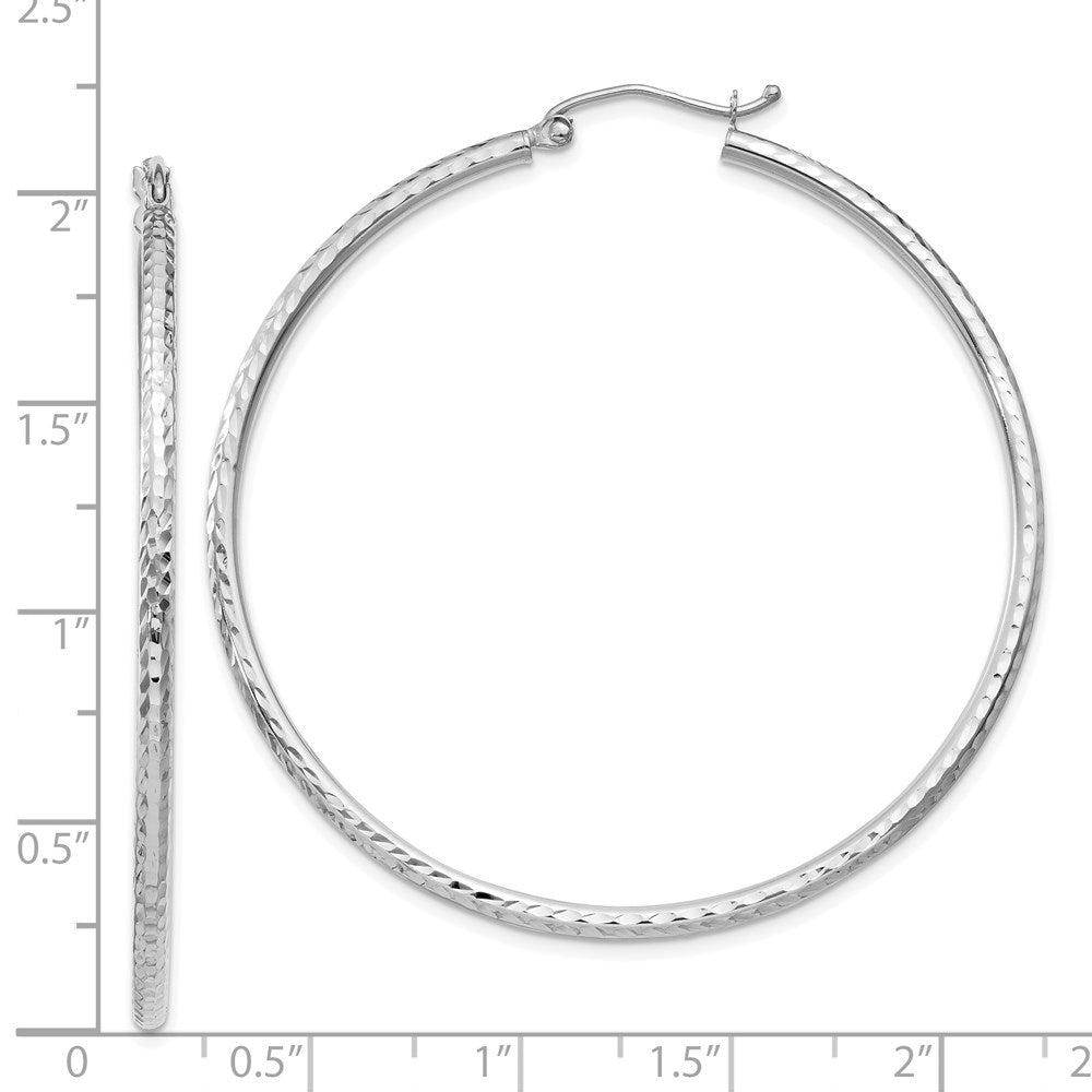 14k White Gold 2 mm Round Tube Hoop Earrings (2.34 grams)