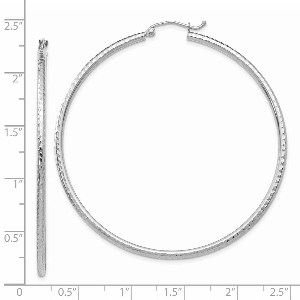 14k White Gold 2 mm Round Tube Hoop Earrings (2.44 grams)