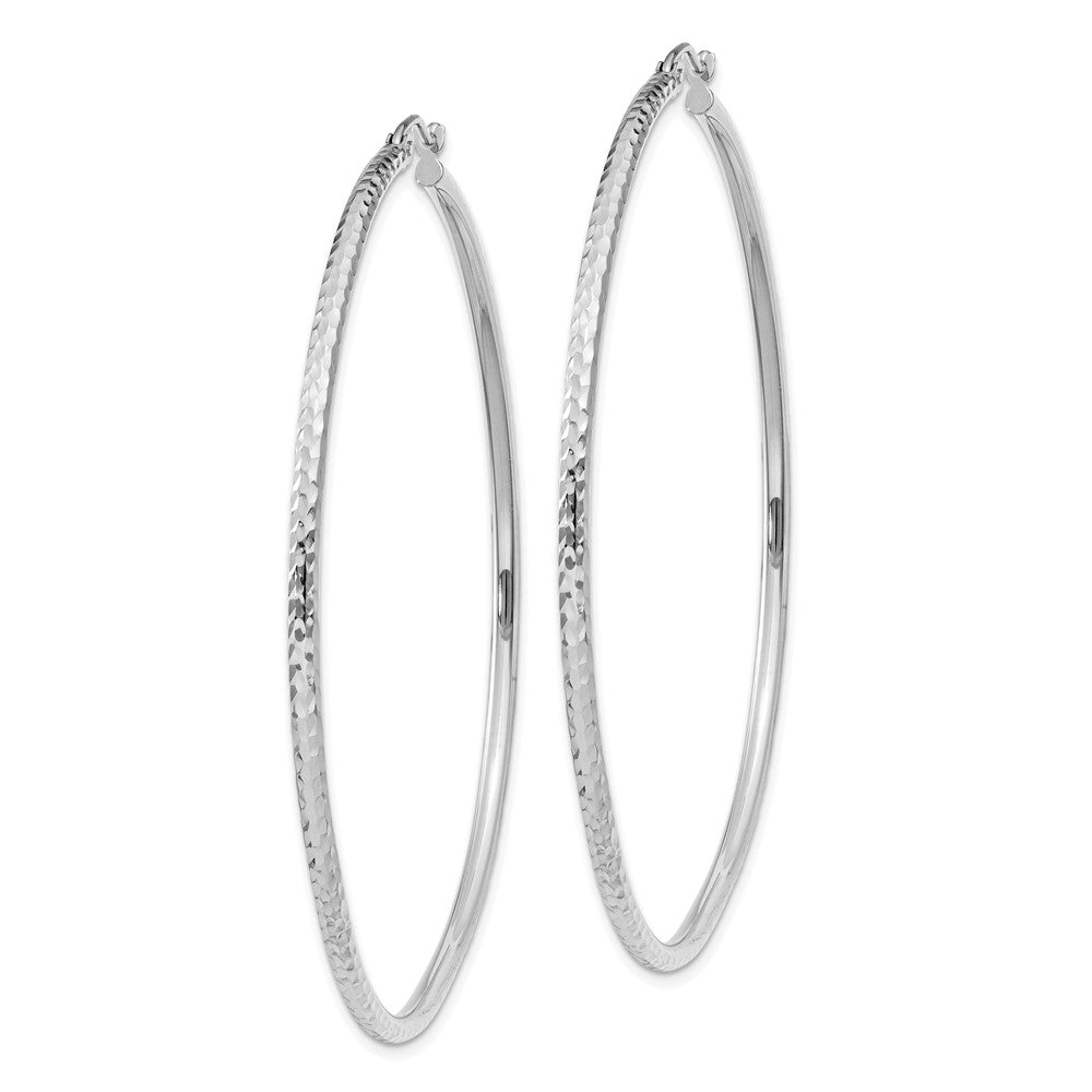 14k White Gold 2 mm Round Tube Hoop Earrings (2.66 grams)