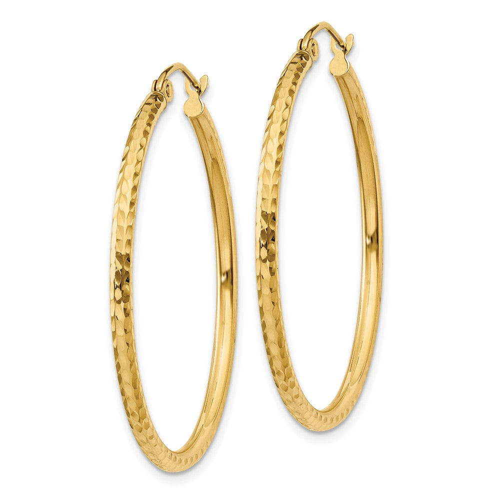 14k Yellow Gold 2 mm Round Tube Hoop Earrings (1.63 grams)