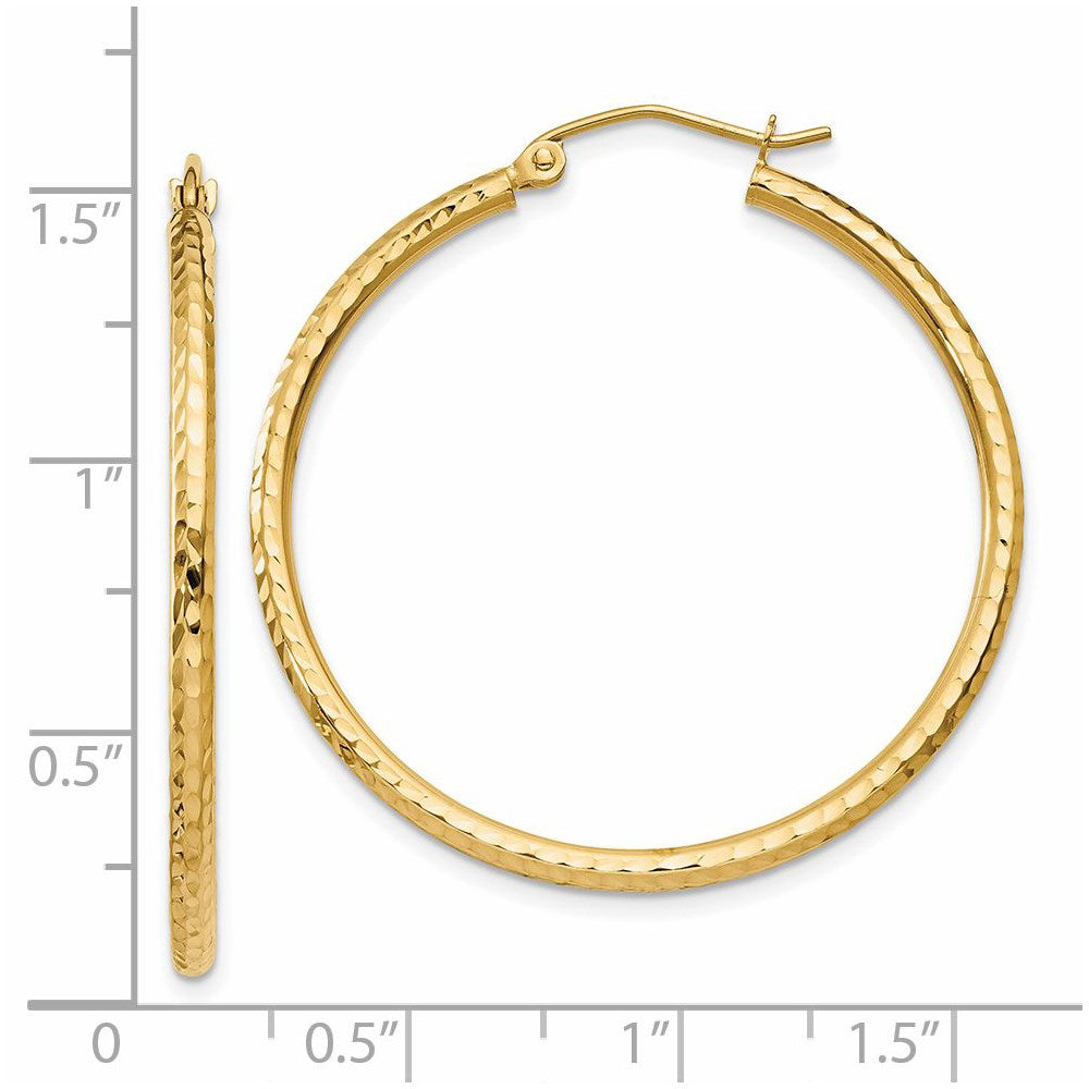 14k Yellow Gold 2 mm Round Tube Hoop Earrings (1.63 grams)