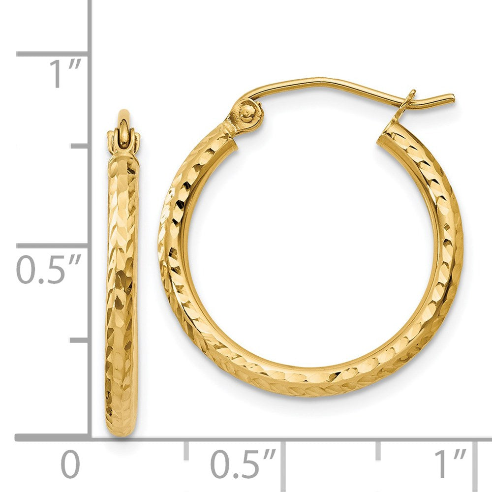 14k Yellow Gold 2 mm Round Tube Hoop Earrings (0.99 grams)