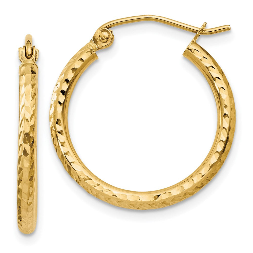 14k Yellow Gold 2 mm Round Tube Hoop Earrings (0.99 grams)