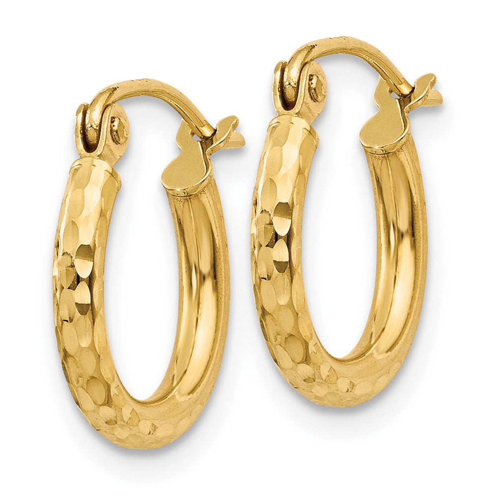 14k Yellow Gold 2 mm Round Tube Hoop Earrings (0.7 grams)