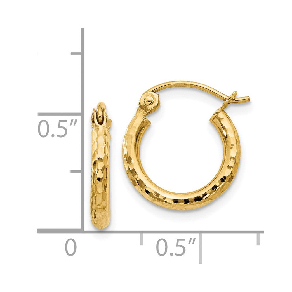 14k Yellow Gold 2 mm Round Tube Hoop Earrings (0.7 grams)