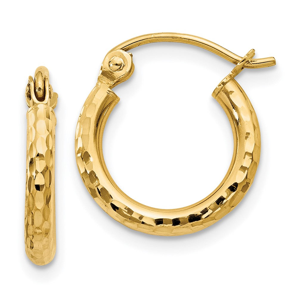 14k Yellow Gold 2 mm Round Tube Hoop Earrings (0.7 grams)