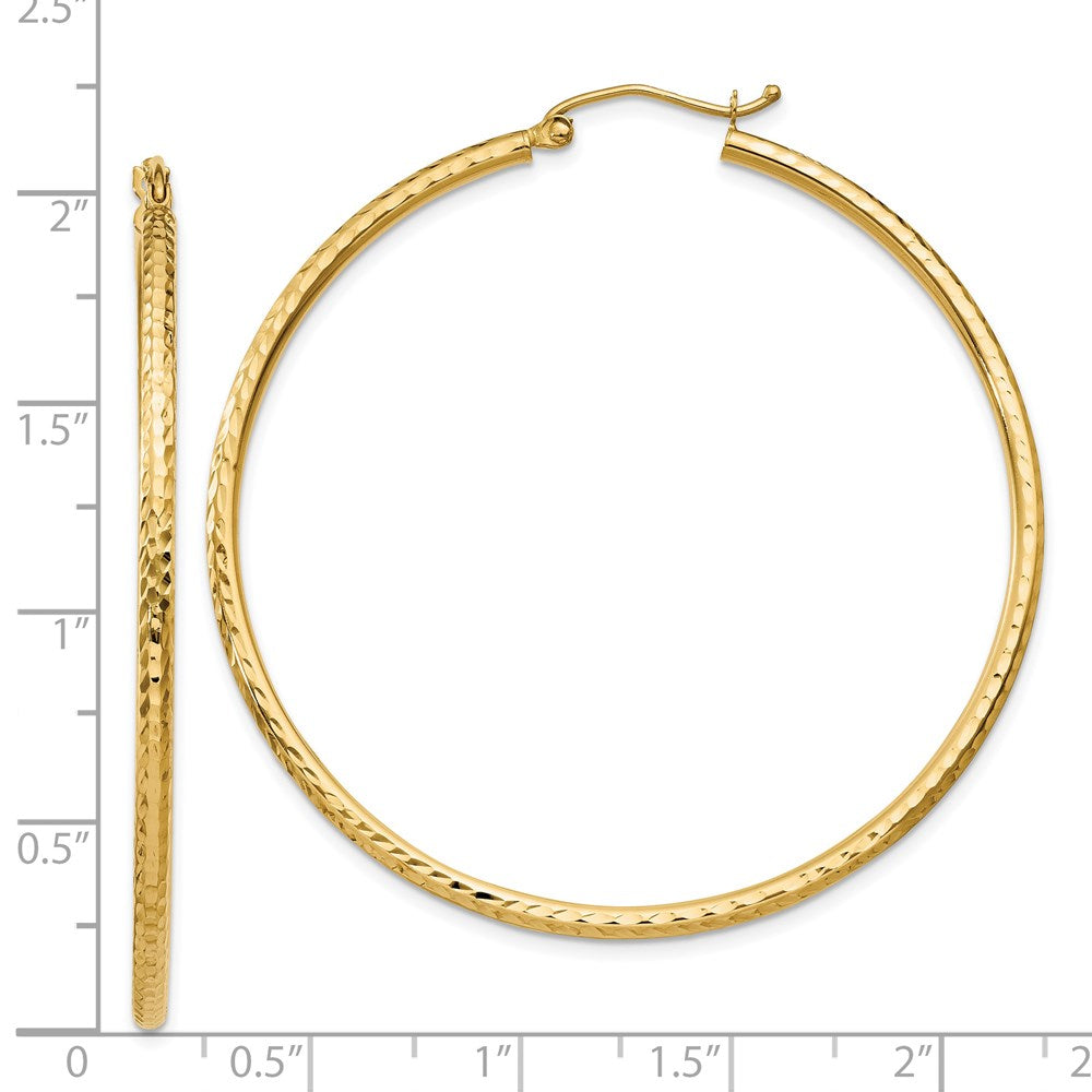 14k Yellow Gold 2 mm Round Tube Hoop Earrings (2.34 grams)