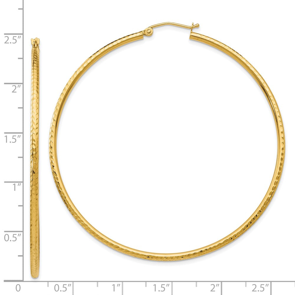 14k Yellow Gold 2 mm Round Tube Hoop Earrings (2.76 grams)
