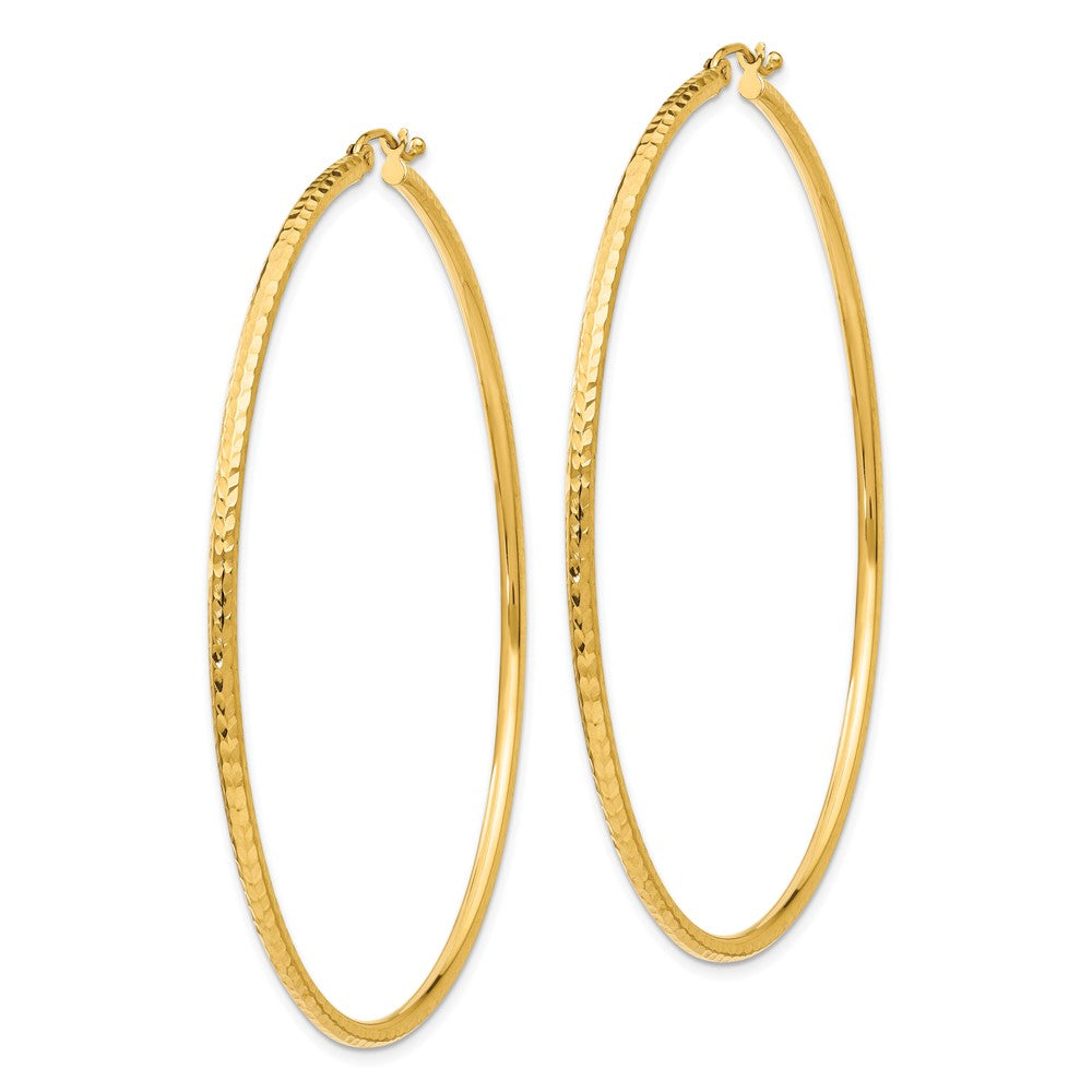 14k Yellow Gold 2 mm Round Tube Hoop Earrings (2.92 grams)