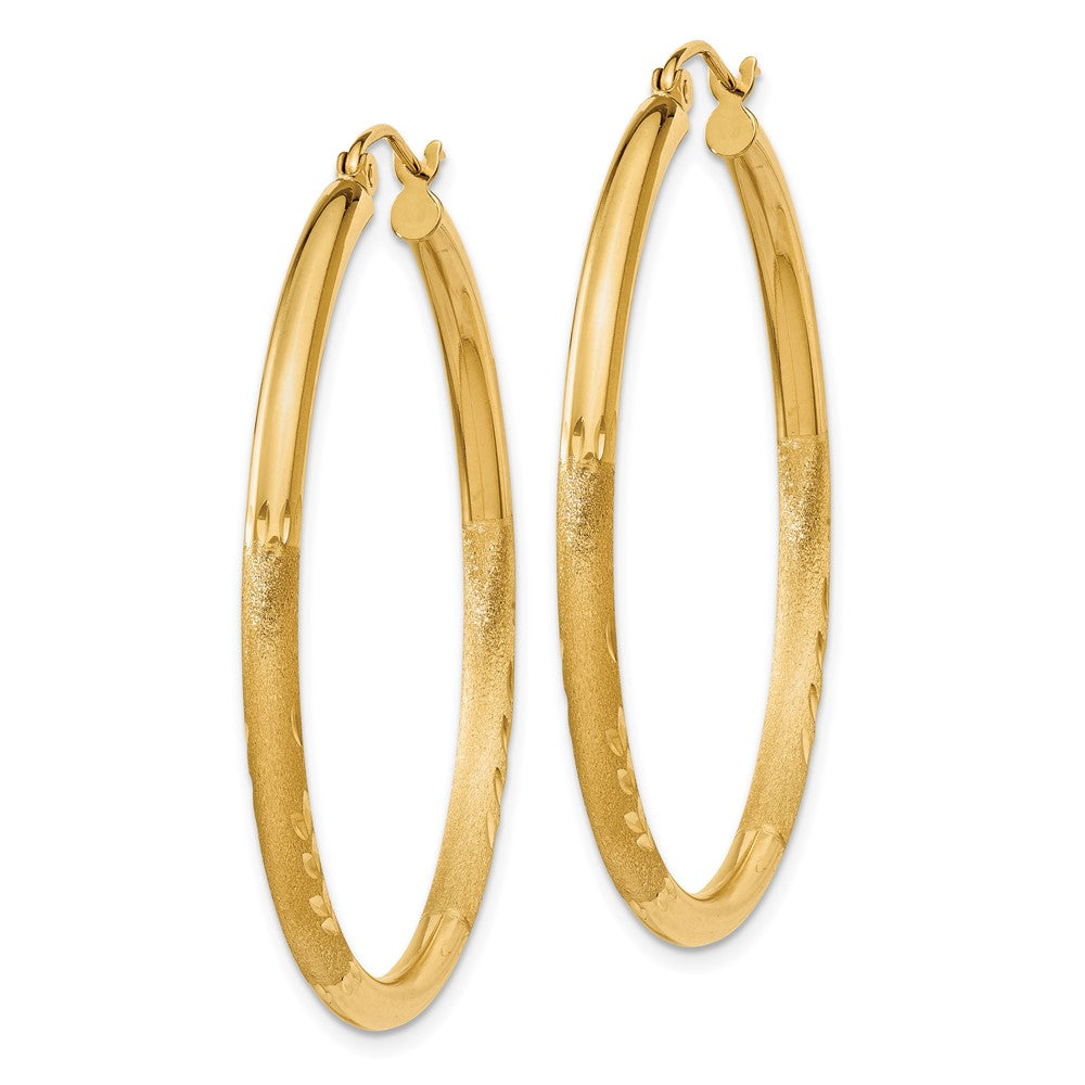 14k Yellow Gold 2.5 mm Round Hoop Earrings (2.33 grams)