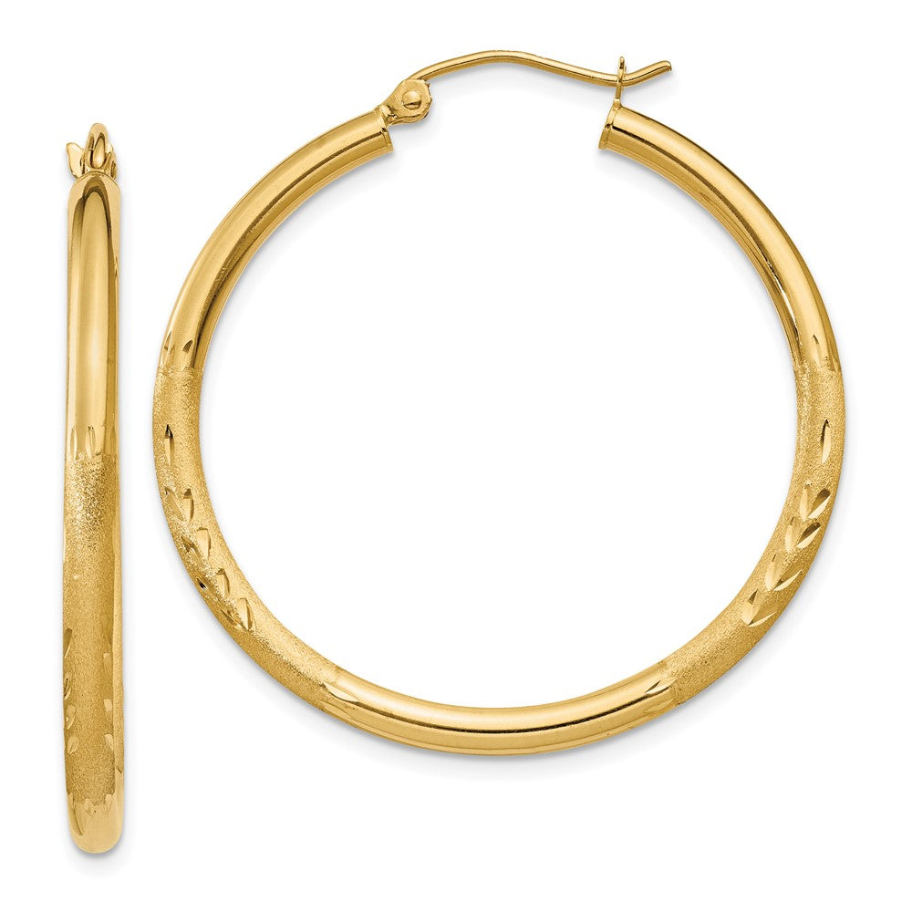 14k Yellow Gold 2.5 mm Round Hoop Earrings (2.35 grams)