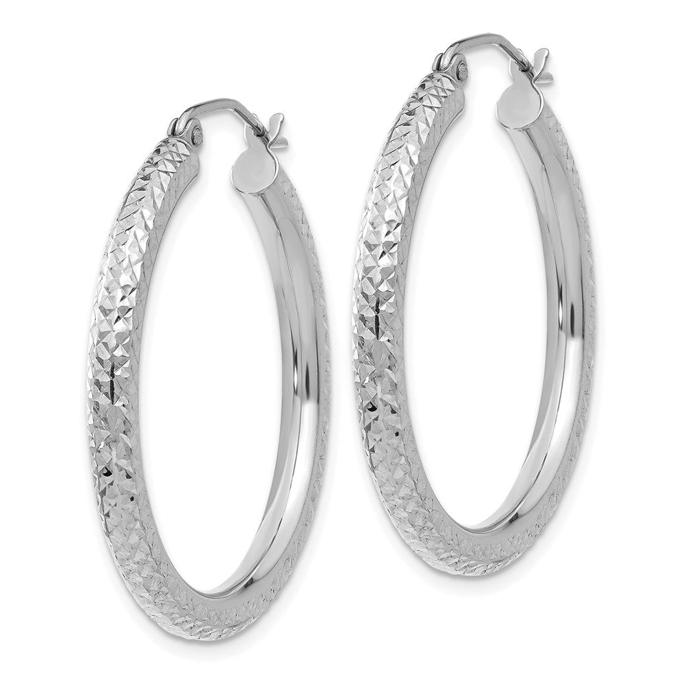 14k White Gold 3 mm Round Hoop Earrings (2.21 grams)