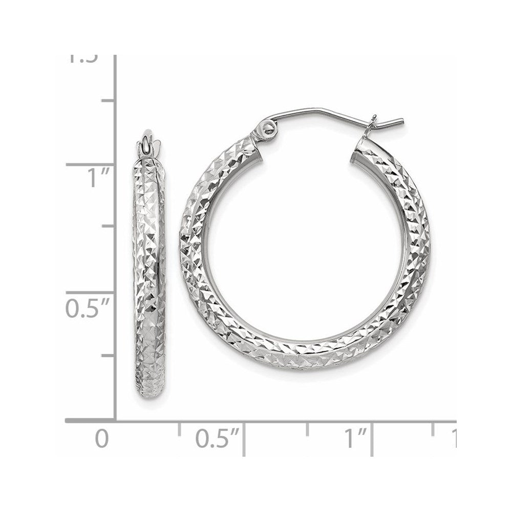 14k White Gold 3 mm Round Hoop Earrings (1.85 grams)