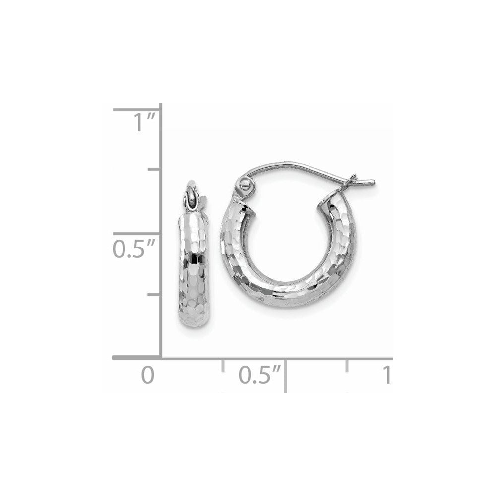 14k White Gold 3 mm Round Hoop Earrings (1.01 grams)
