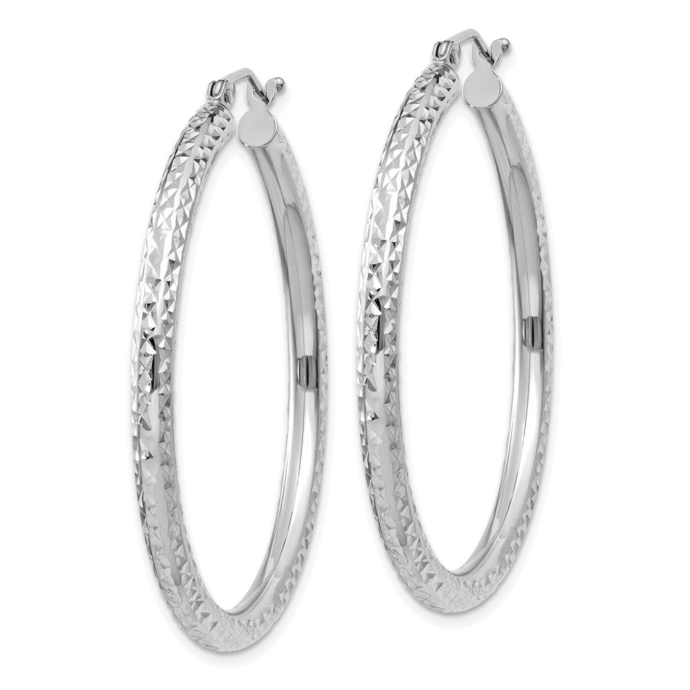 14k White Gold 3 mm Round Hoop Earrings (2.89 grams)