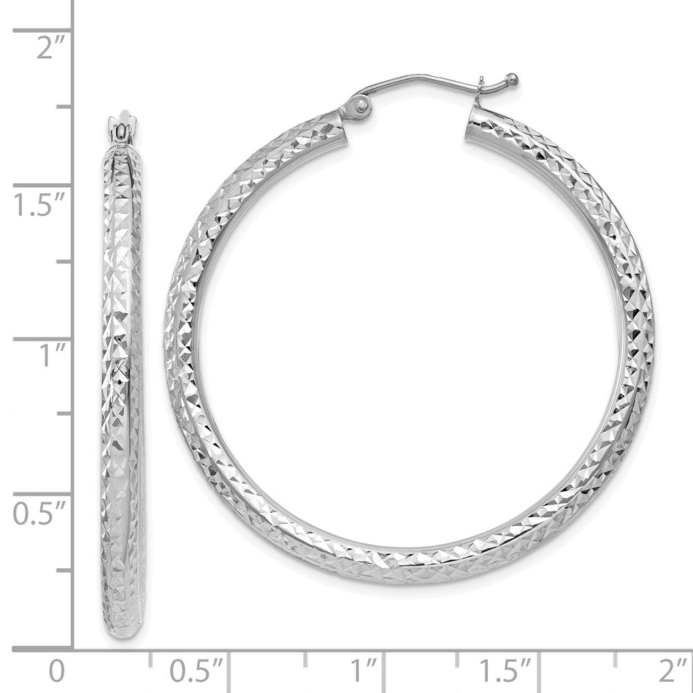 14k White Gold 3 mm Round Hoop Earrings (2.89 grams)