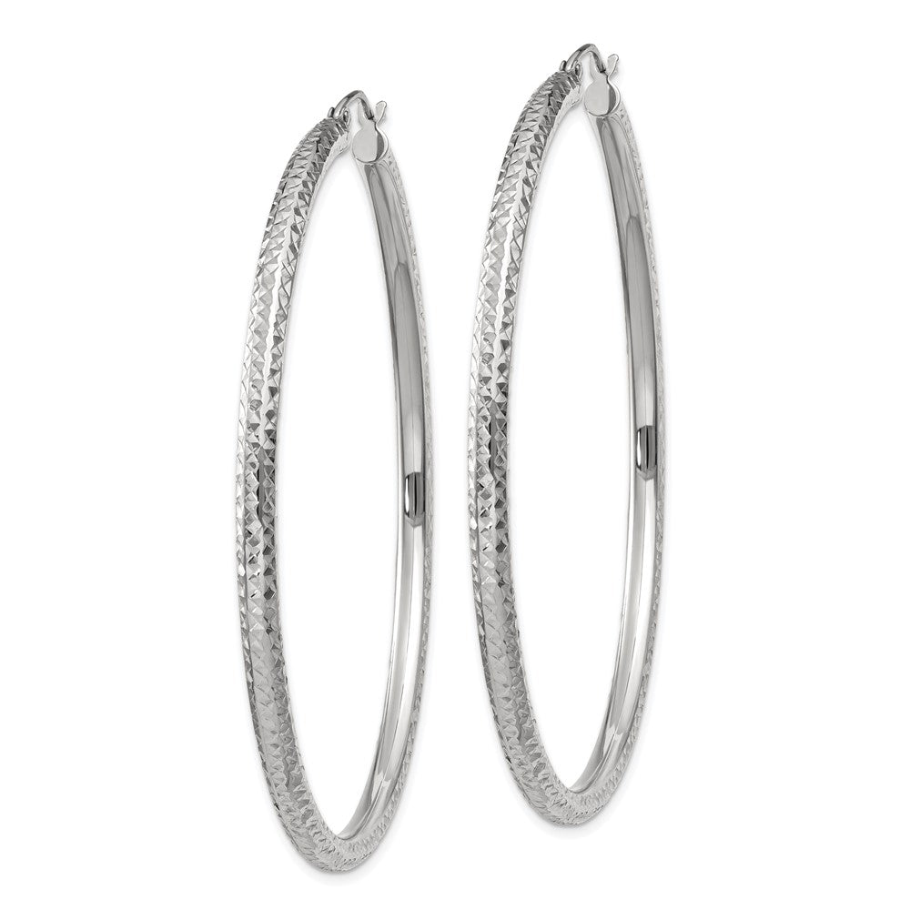 14k White Gold 3 mm Round Hoop Earrings (4.44 grams)