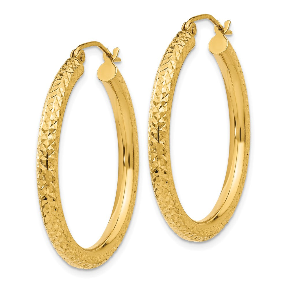 14k Yellow Gold 3 mm Round Hoop Earrings (2.24 grams)