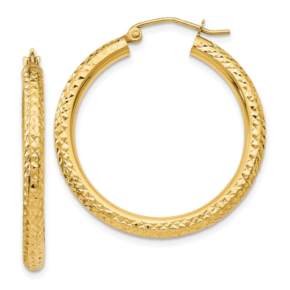 14k Yellow Gold 3 mm Round Hoop Earrings (2.24 grams)