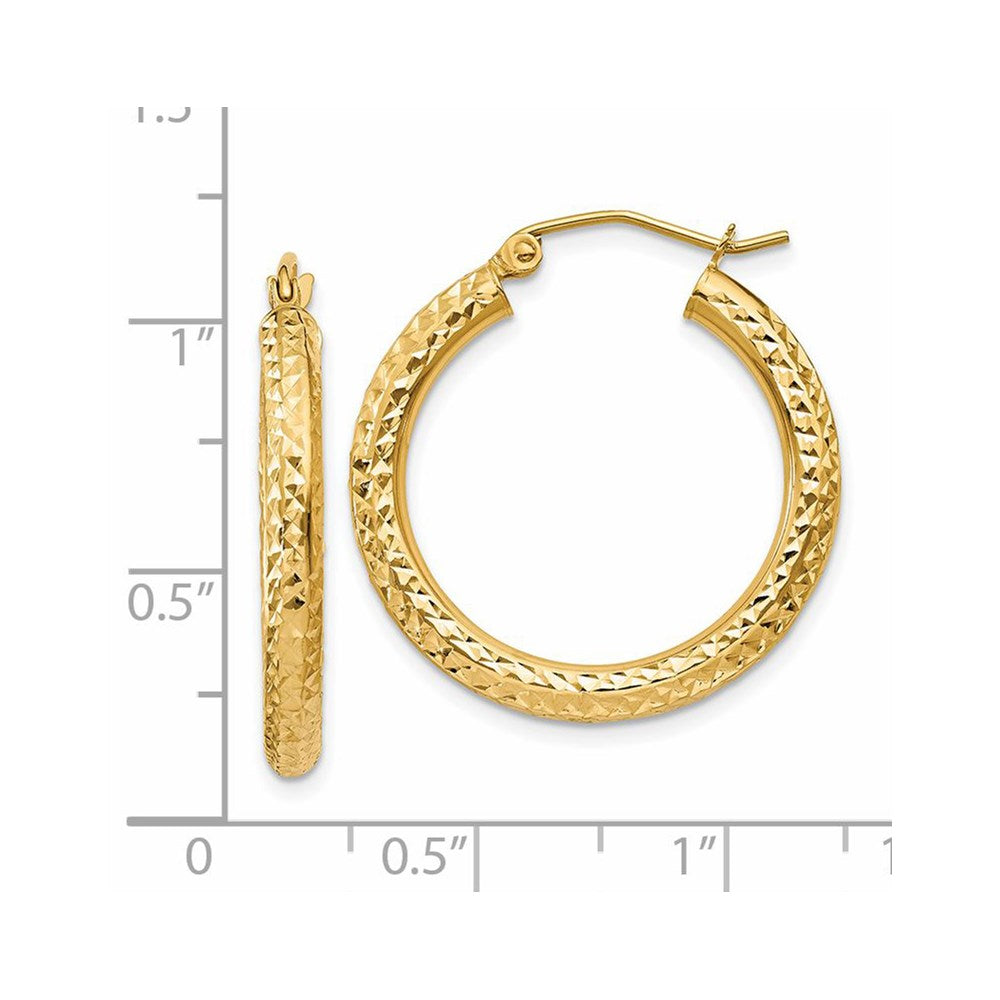 14k Yellow Gold 3 mm Round Hoop Earrings (1.79 grams)