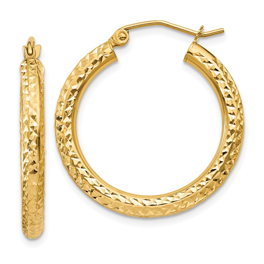 14k Yellow Gold 3 mm Round Hoop Earrings (1.79 grams)