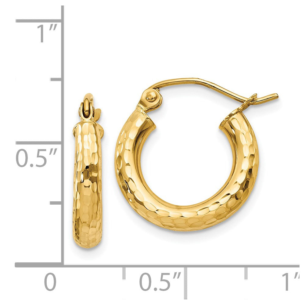 14k Yellow Gold 3 mm Round Hoop Earrings (1.08 grams)