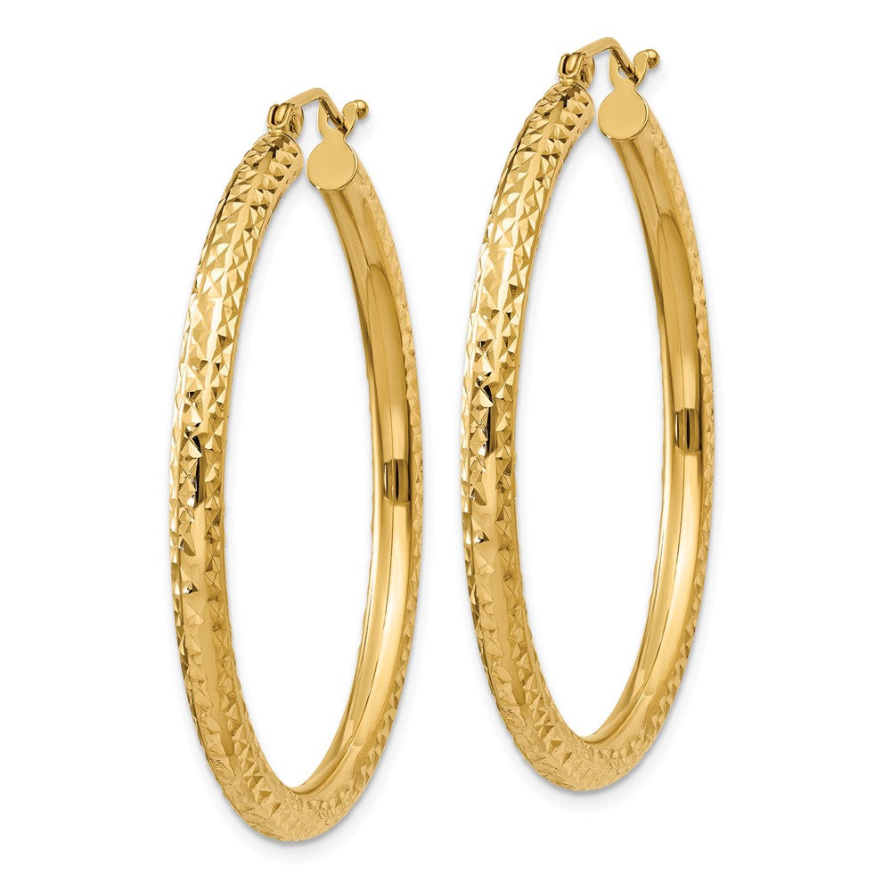 14k Yellow Gold 3 mm Round Hoop Earrings (2.92 grams)