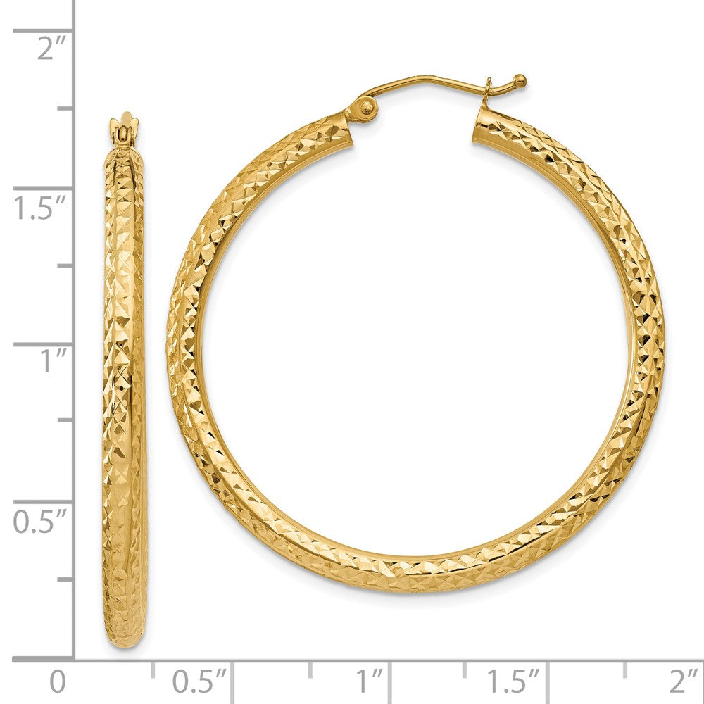 14k Yellow Gold 3 mm Round Hoop Earrings (2.92 grams)