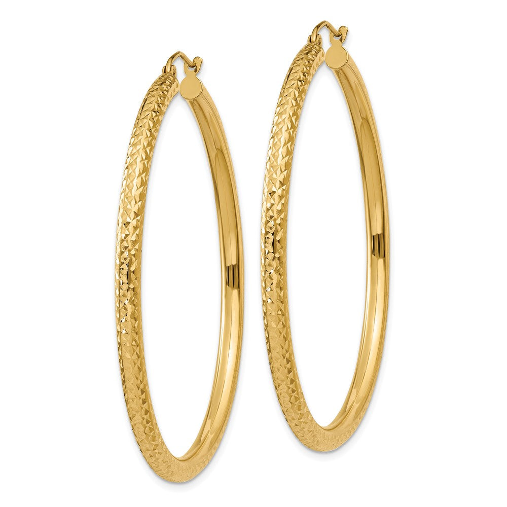 14k Yellow Gold 3 mm Round Hoop Earrings (3.64 grams)