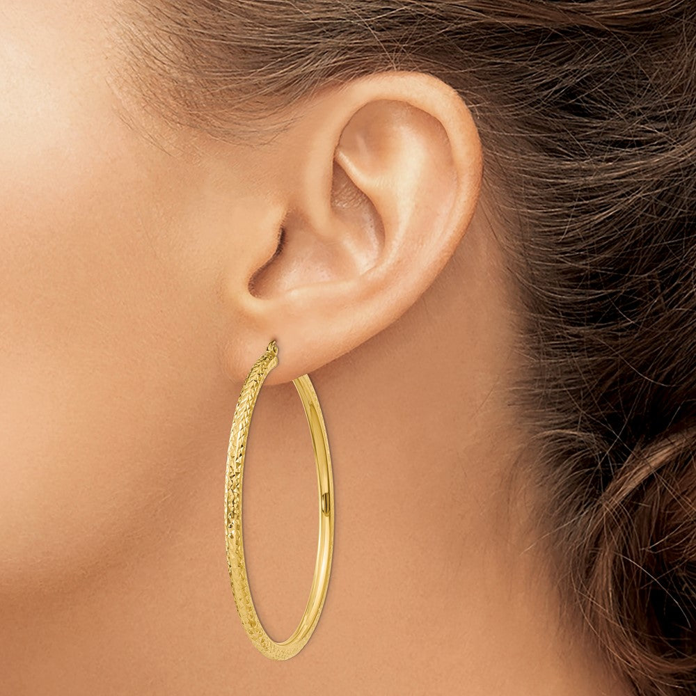 14k Yellow Gold 3 mm Round Hoop Earrings (3.96 grams)