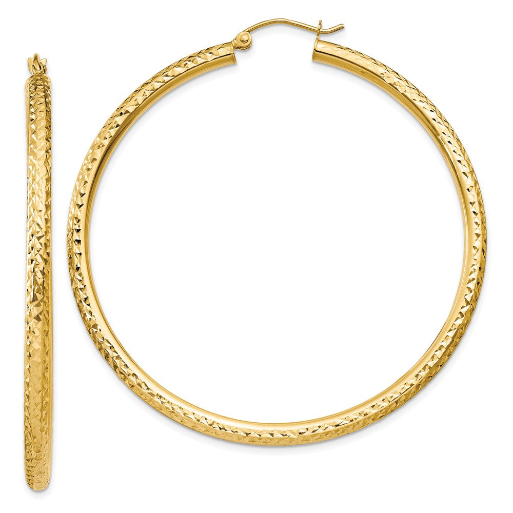 14k Yellow Gold 3 mm Round Hoop Earrings (3.96 grams)