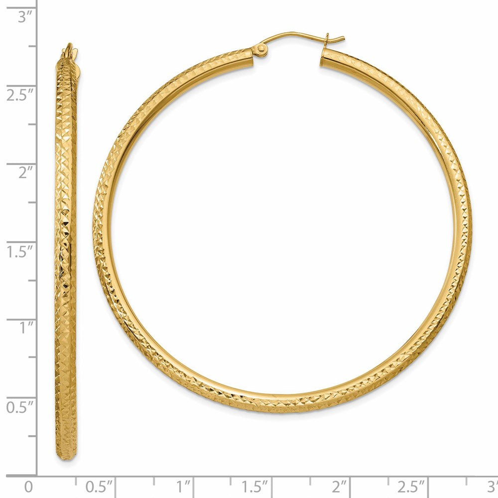 14k Yellow Gold 3 mm Round Hoop Earrings (4.48 grams)