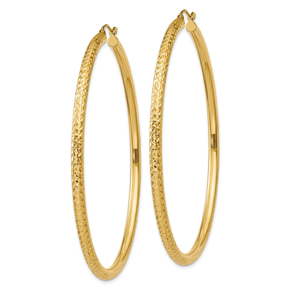 14k Yellow Gold 3 mm Round Hoop Earrings (4.8 grams)
