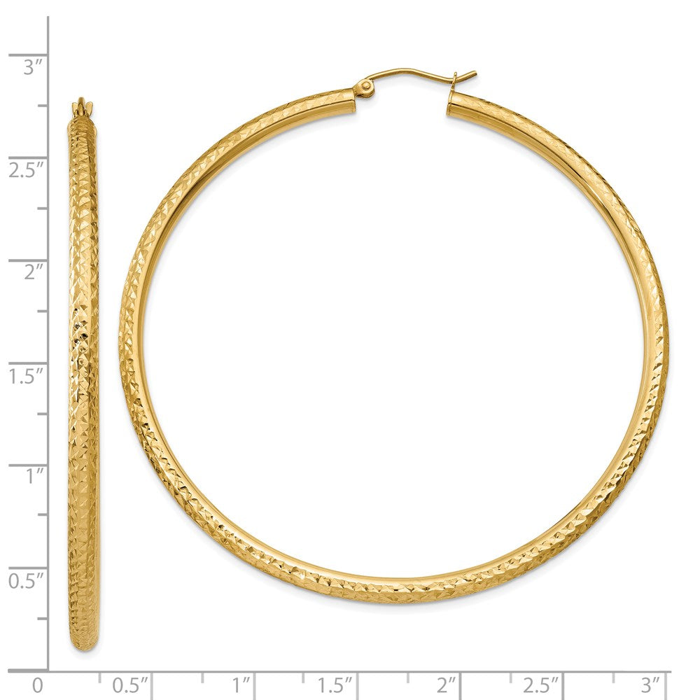 14k Yellow Gold 3 mm Round Hoop Earrings (4.8 grams)