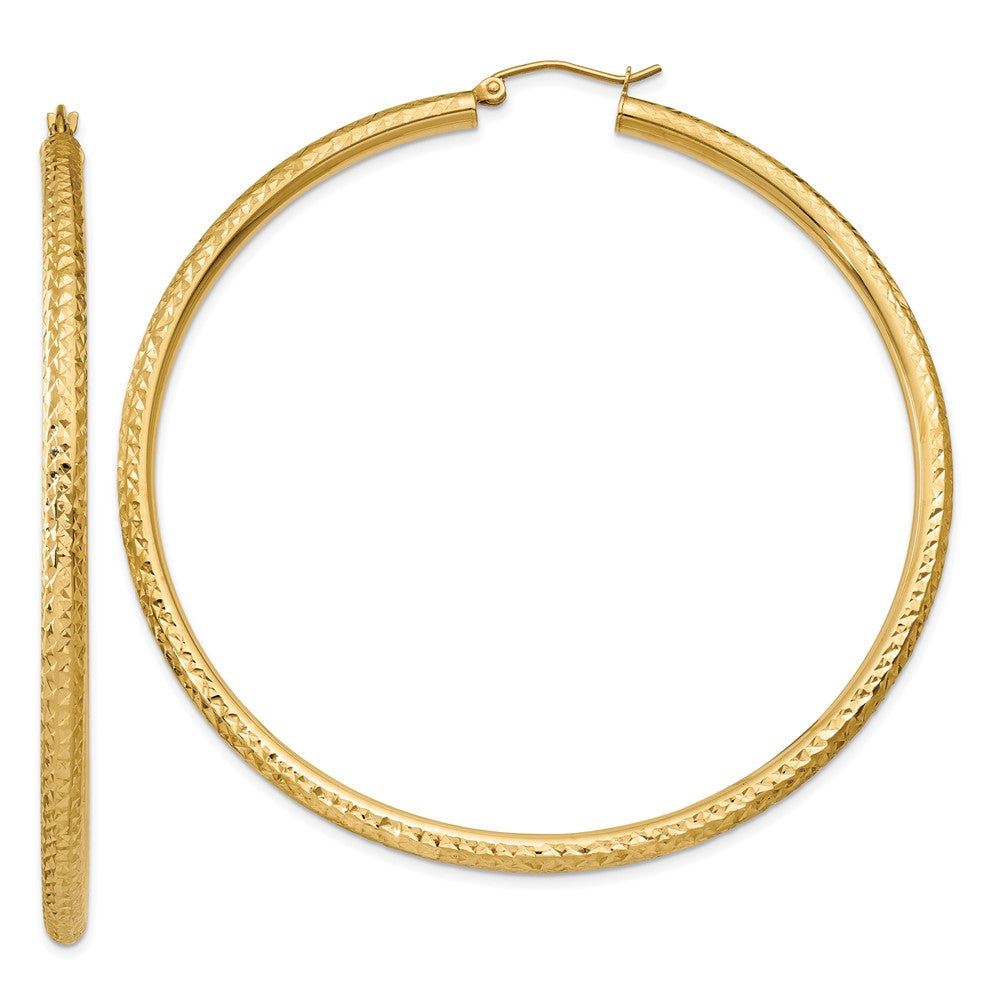 14k Yellow Gold 3 mm Round Hoop Earrings (4.8 grams)