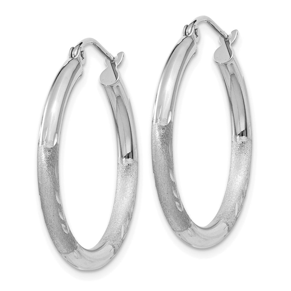 14k White Gold 2.5 mm Round Hoop Earrings (1.78 grams)