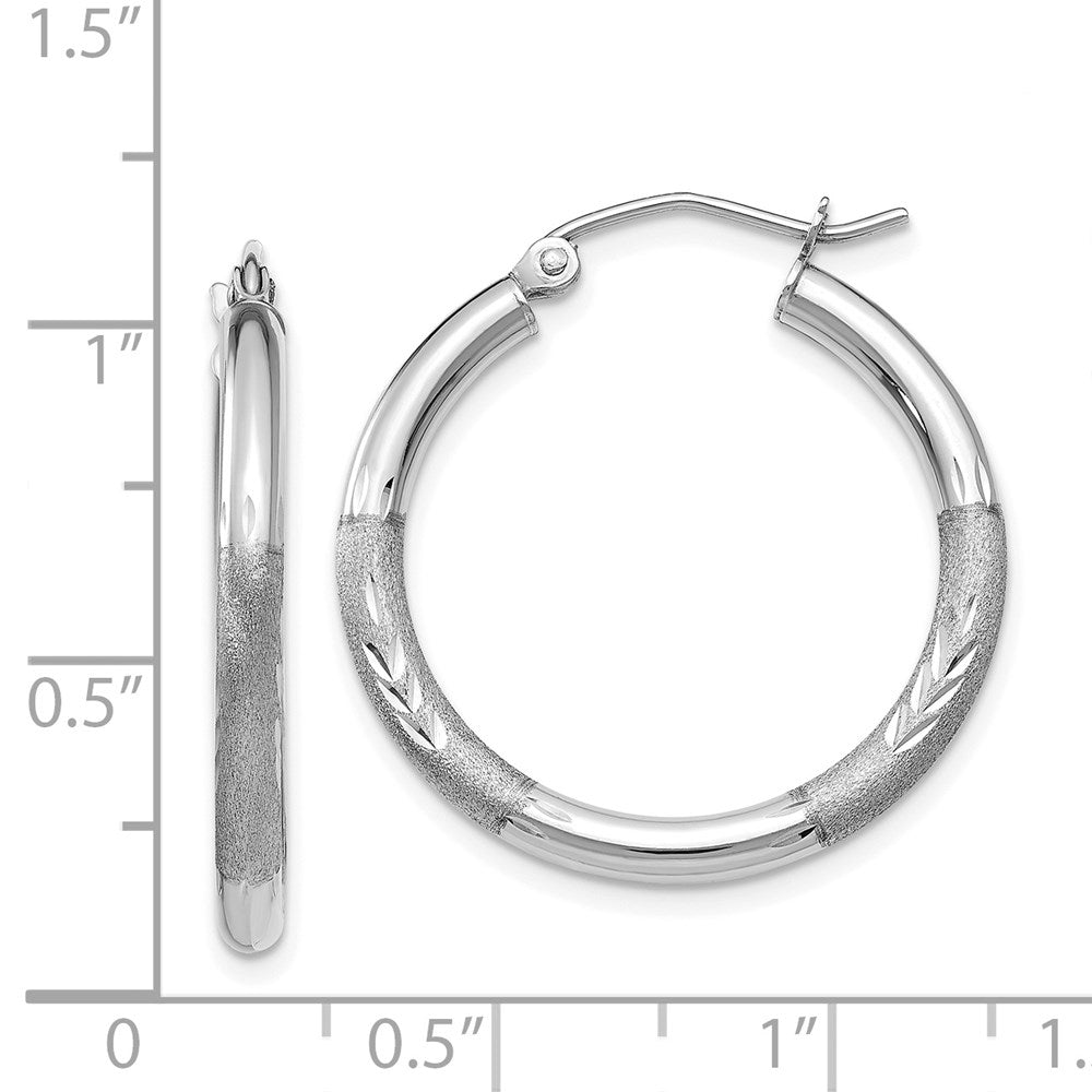 14k White Gold 2.5 mm Round Hoop Earrings (1.78 grams)