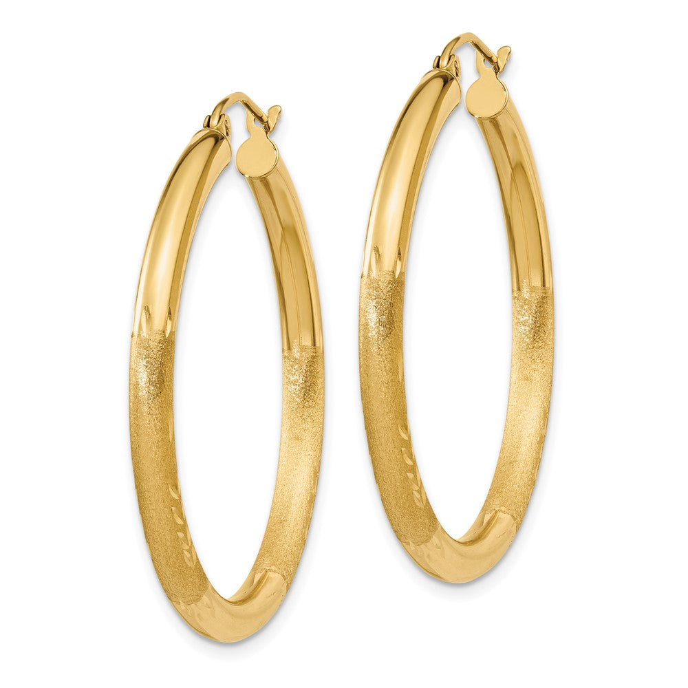 14k Yellow Gold 3 mm Round Hoop Earrings (2.15 grams)