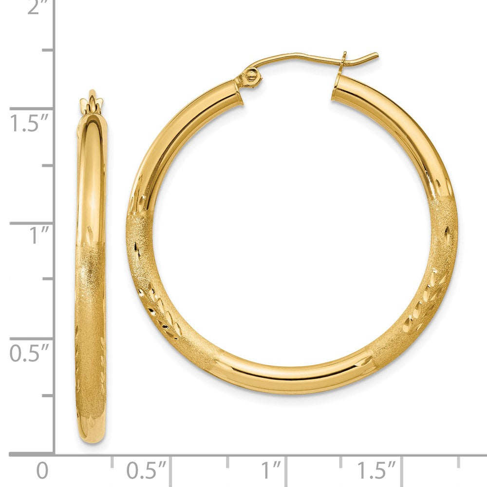 14k Yellow Gold 3 mm Round Hoop Earrings (2.15 grams)