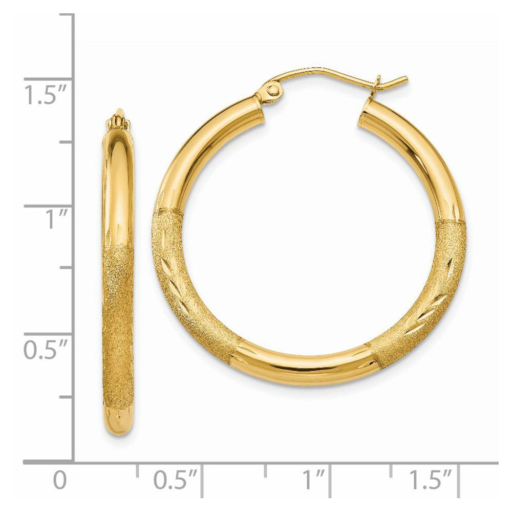 14k Yellow Gold 3 mm Round Hoop Earrings (2.17 grams)