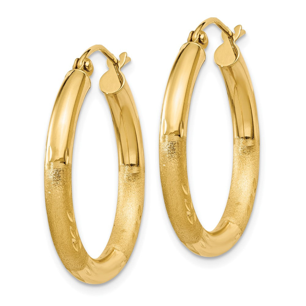 14k Yellow Gold 3 mm Round Hoop Earrings (1.81 grams)