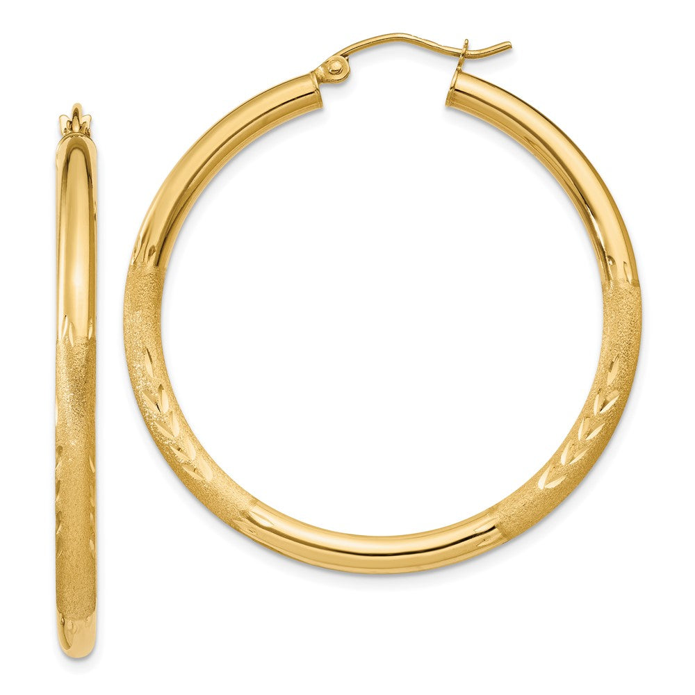 14k Yellow Gold 3 mm Round Hoop Earrings (2.9 grams)