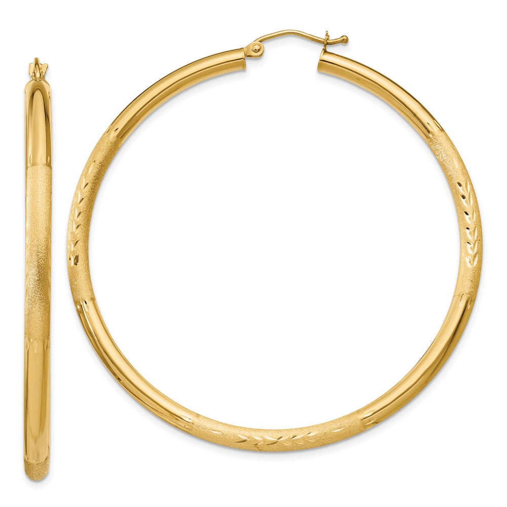 14k Yellow Gold 3 mm Round Hoop Earrings (3.73 grams)